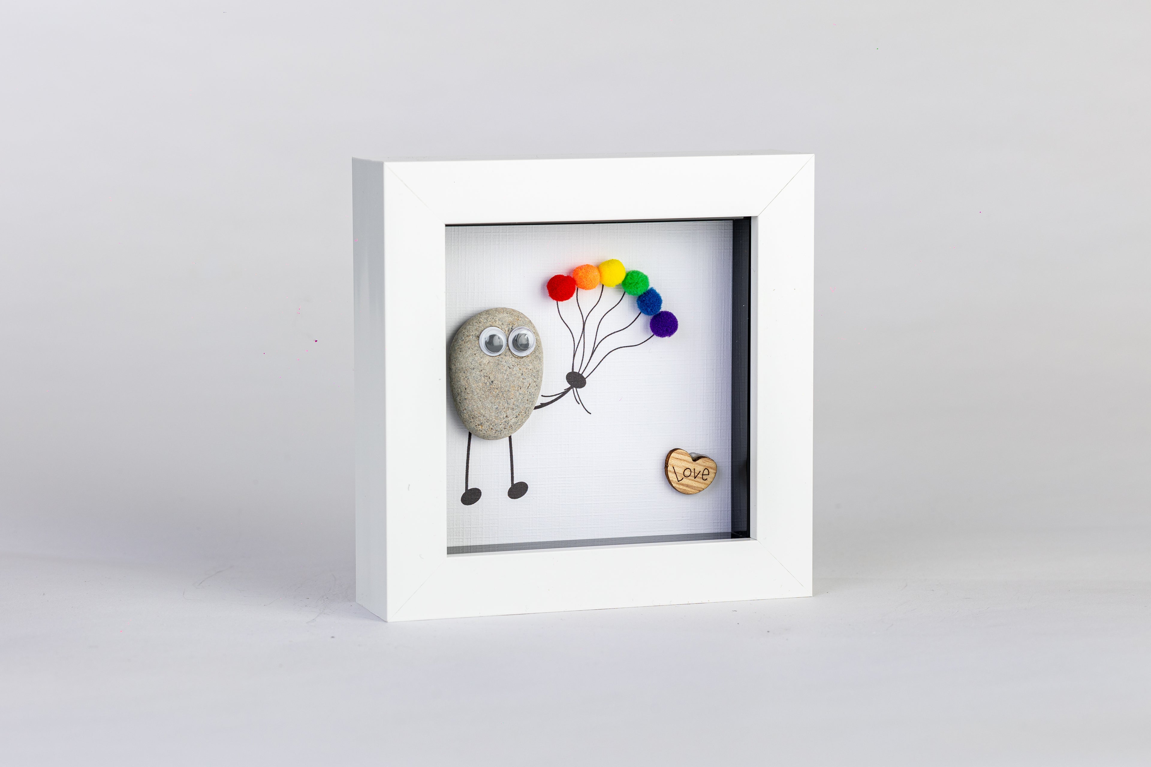 Pride Balloon Pebble Art – 4×4 Box Frame