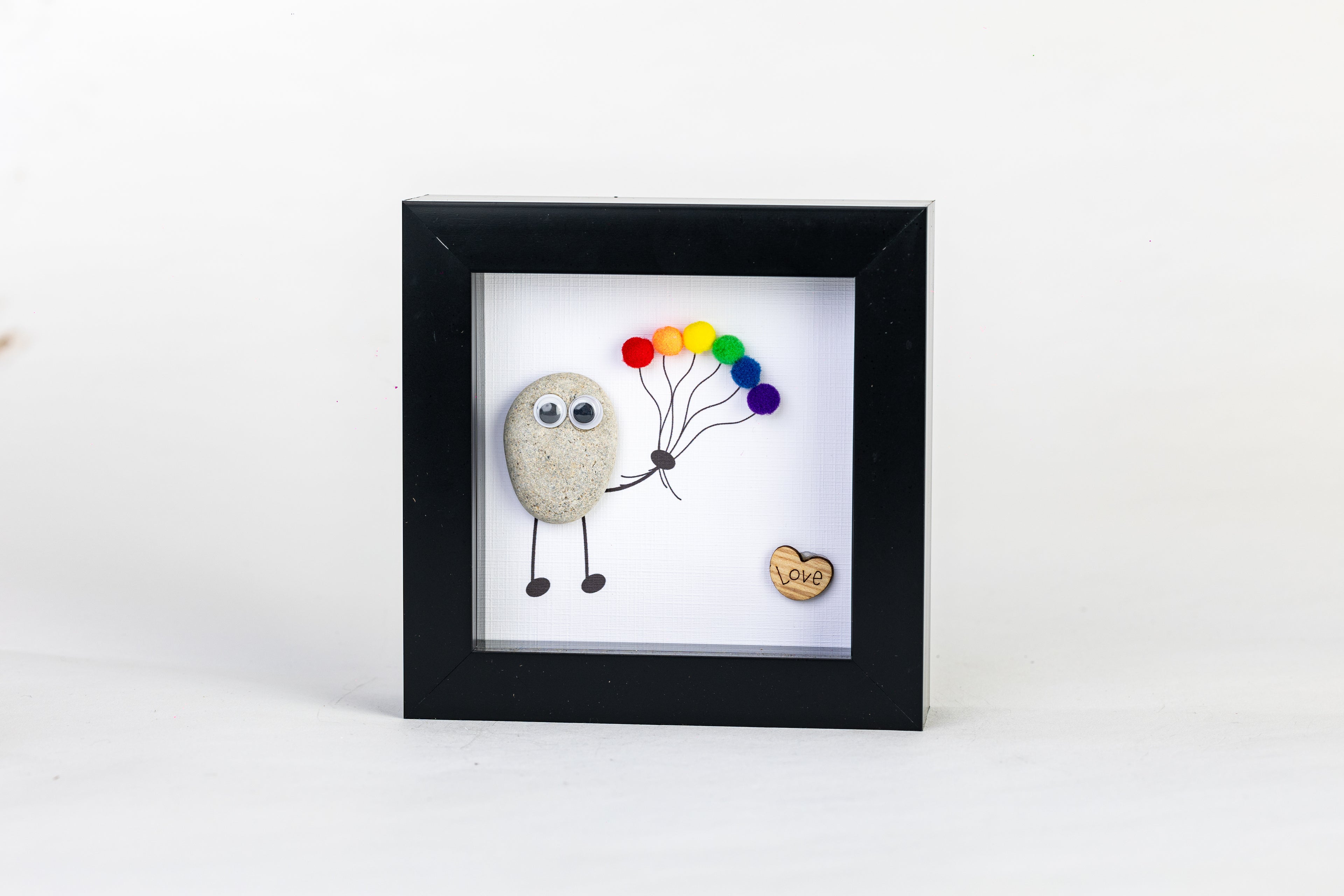 Pride Balloon Pebble Art – 4×4 Box Frame