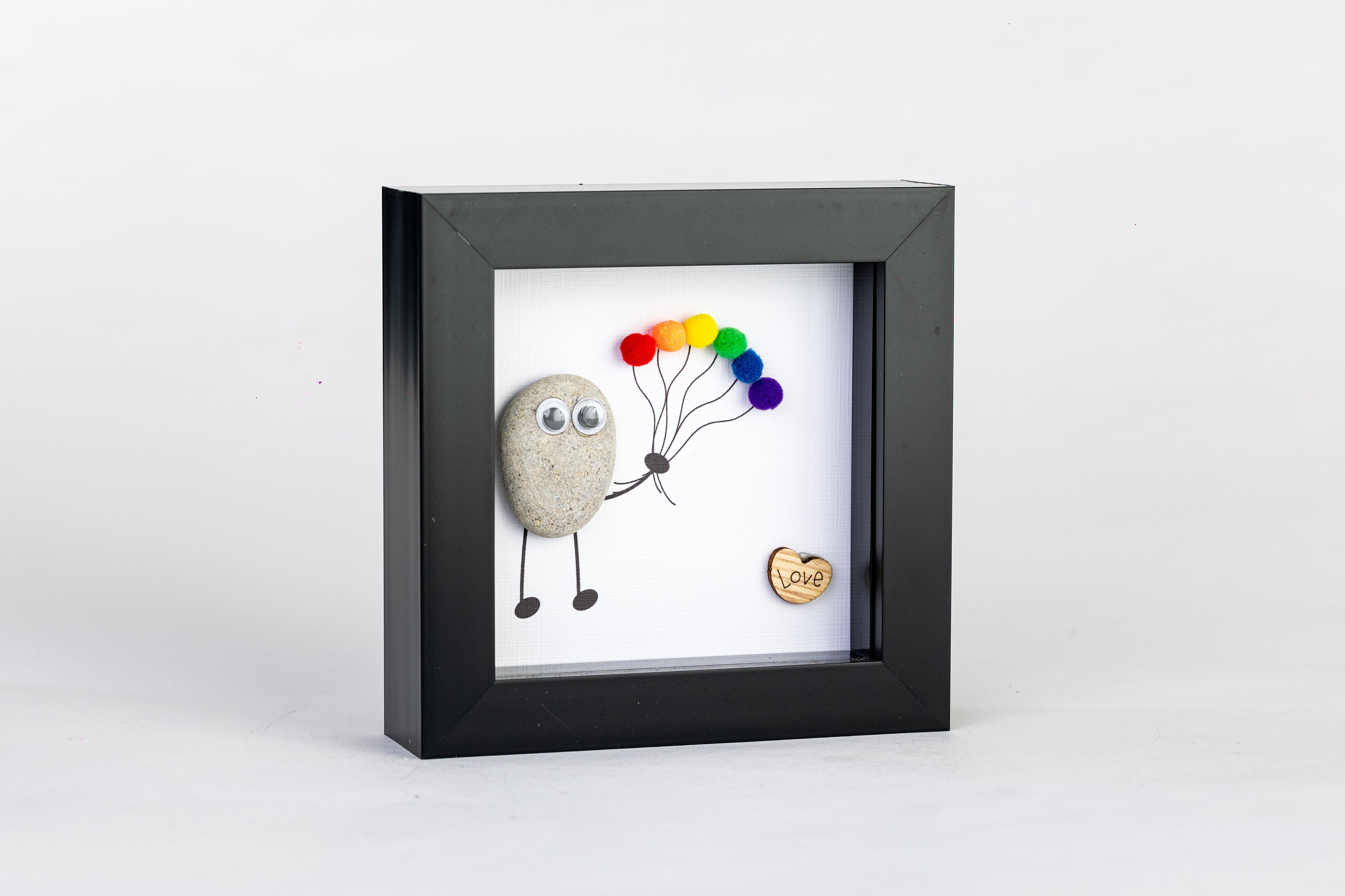 Pride Balloon Pebble Art – 4×4 Box Frame
