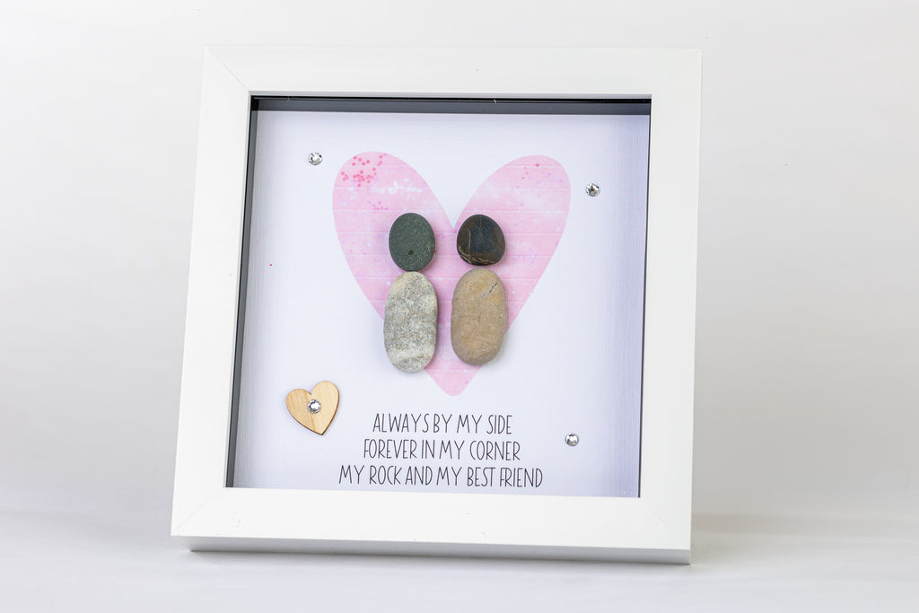 Forever By My Side – Pebble Art – 6×6 Box Frame