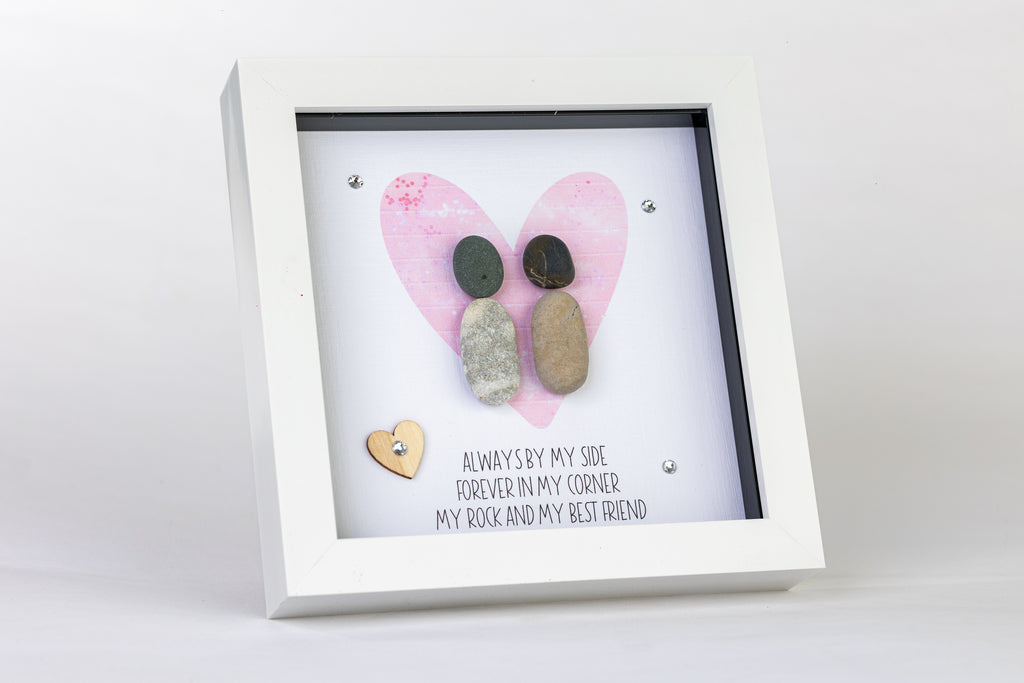 Forever By My Side – Pebble Art – 6×6 Box Frame
