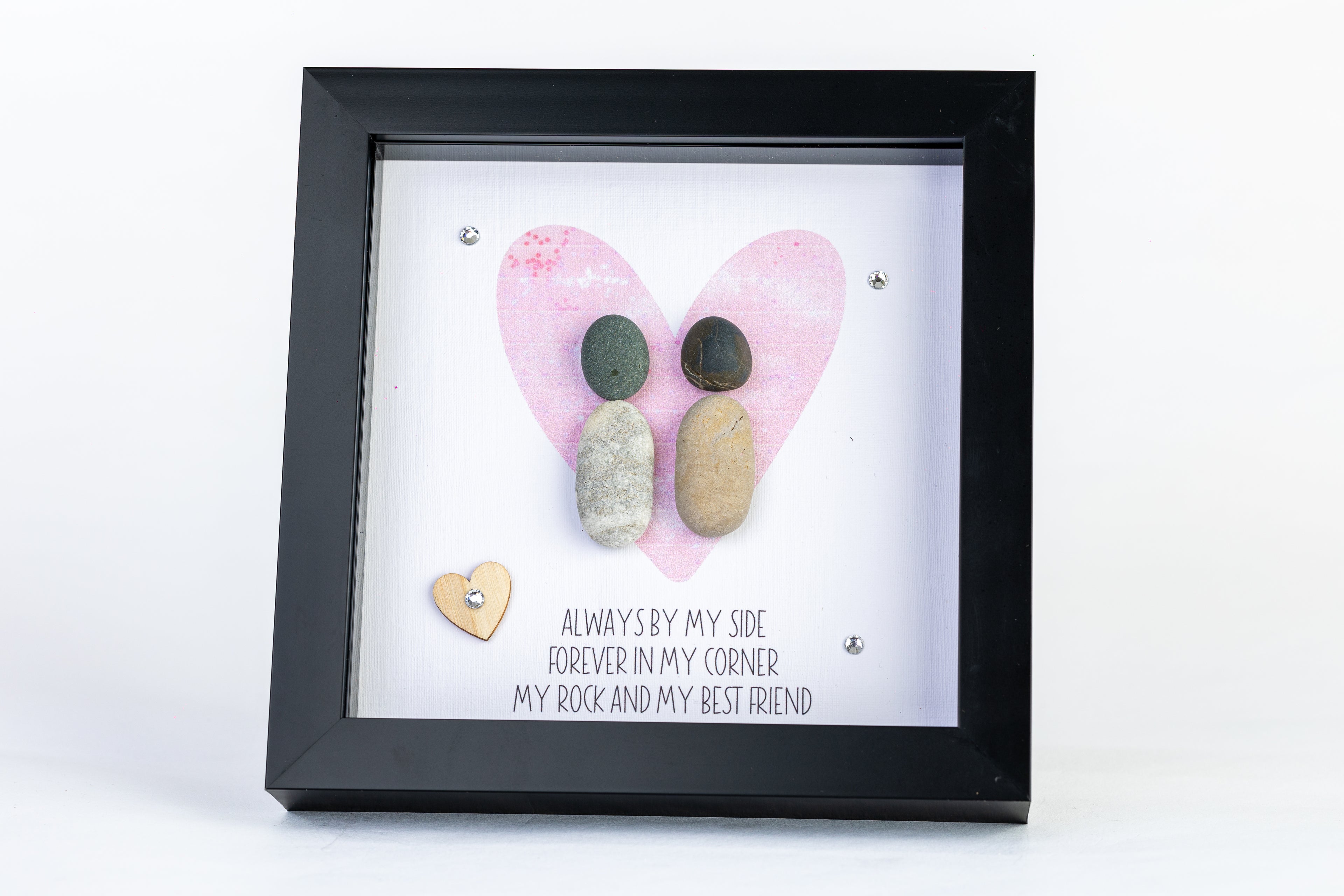 Forever By My Side – Pebble Art – 6×6 Box Frame