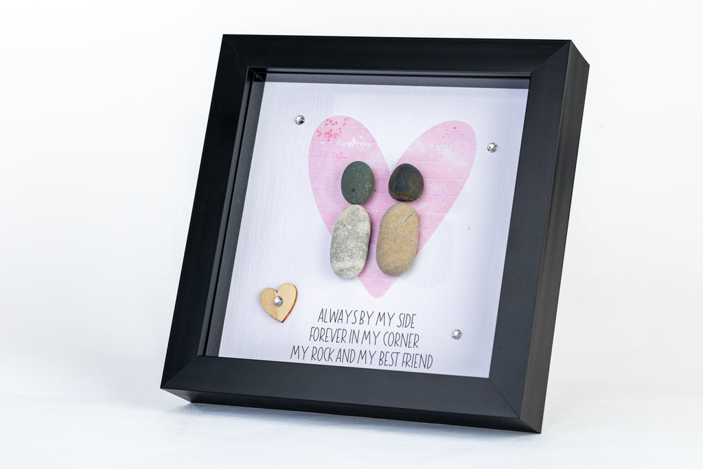 Forever By My Side – Pebble Art – 6×6 Box Frame