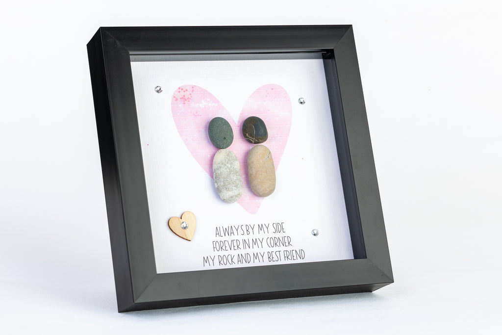 Forever By My Side – Pebble Art – 6×6 Box Frame