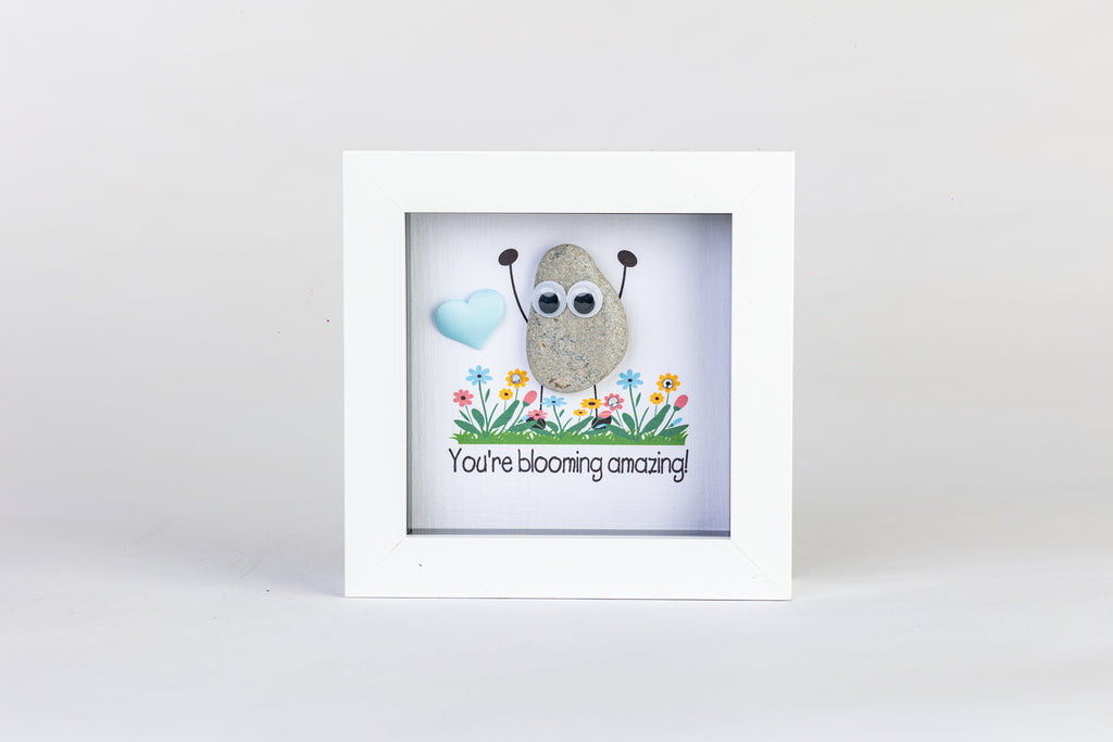 Blooming – Pebble Art – 4×4 Box Frame