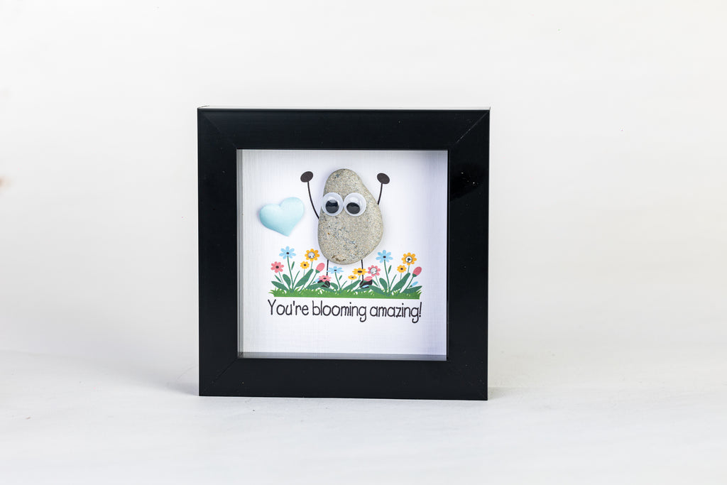 Blooming – Pebble Art – 4×4 Box Frame