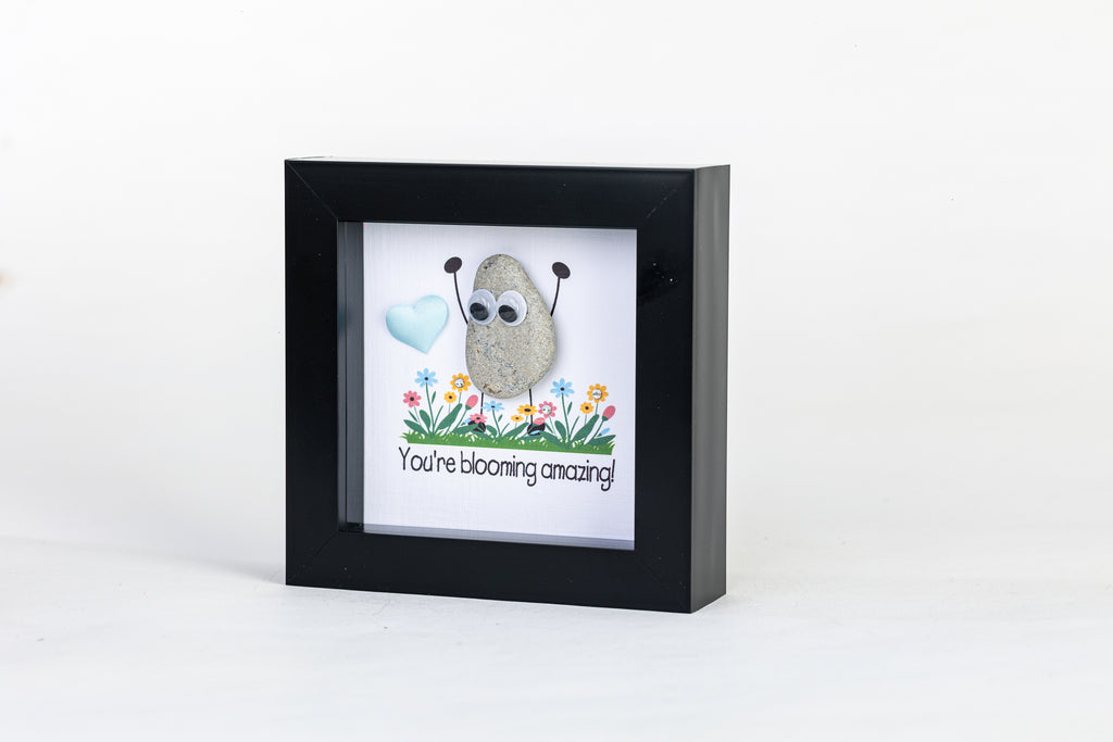 Blooming – Pebble Art – 4×4 Box Frame
