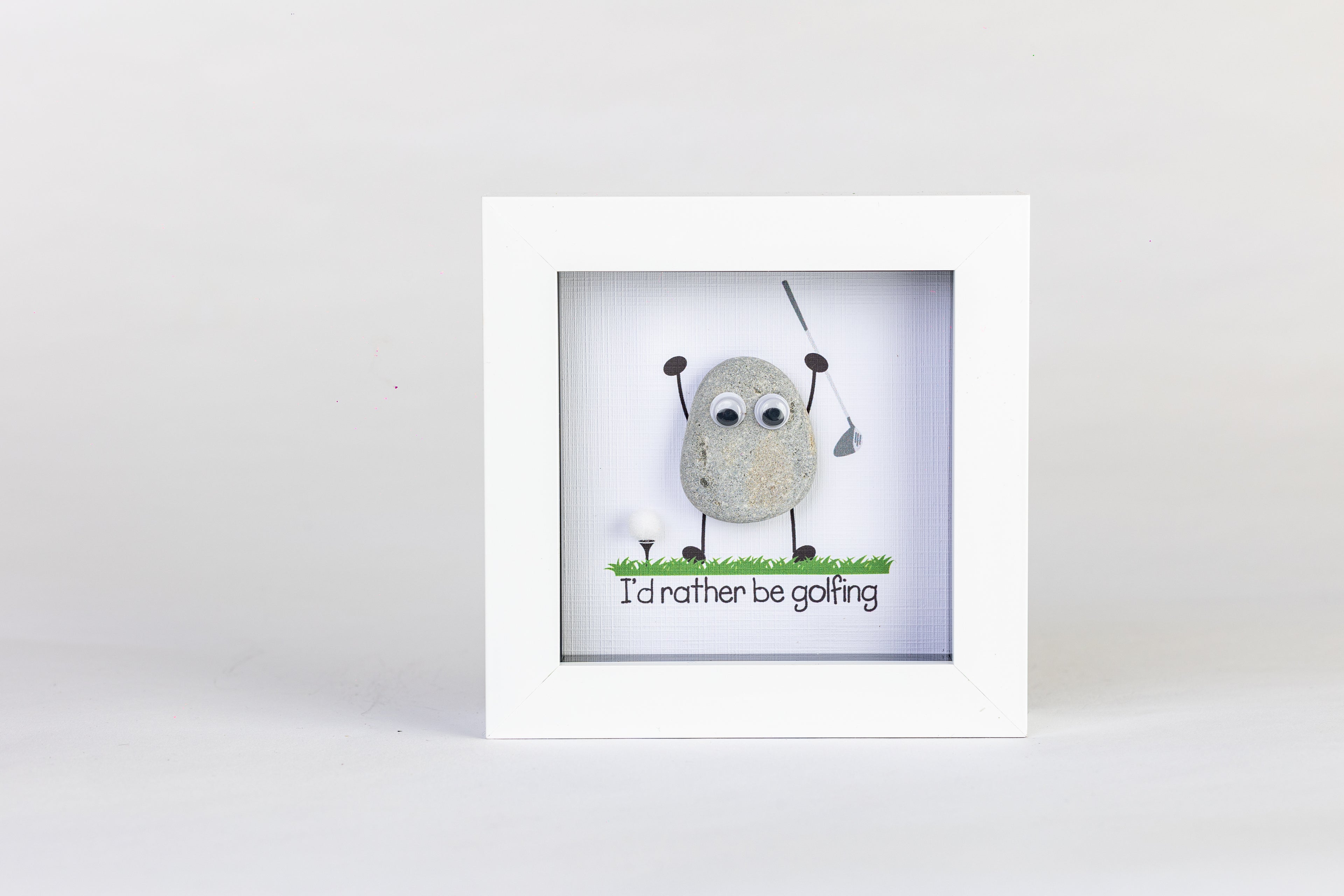 I’d Rather Be Golfing – Pebble Art – 4×4 Box Frame
