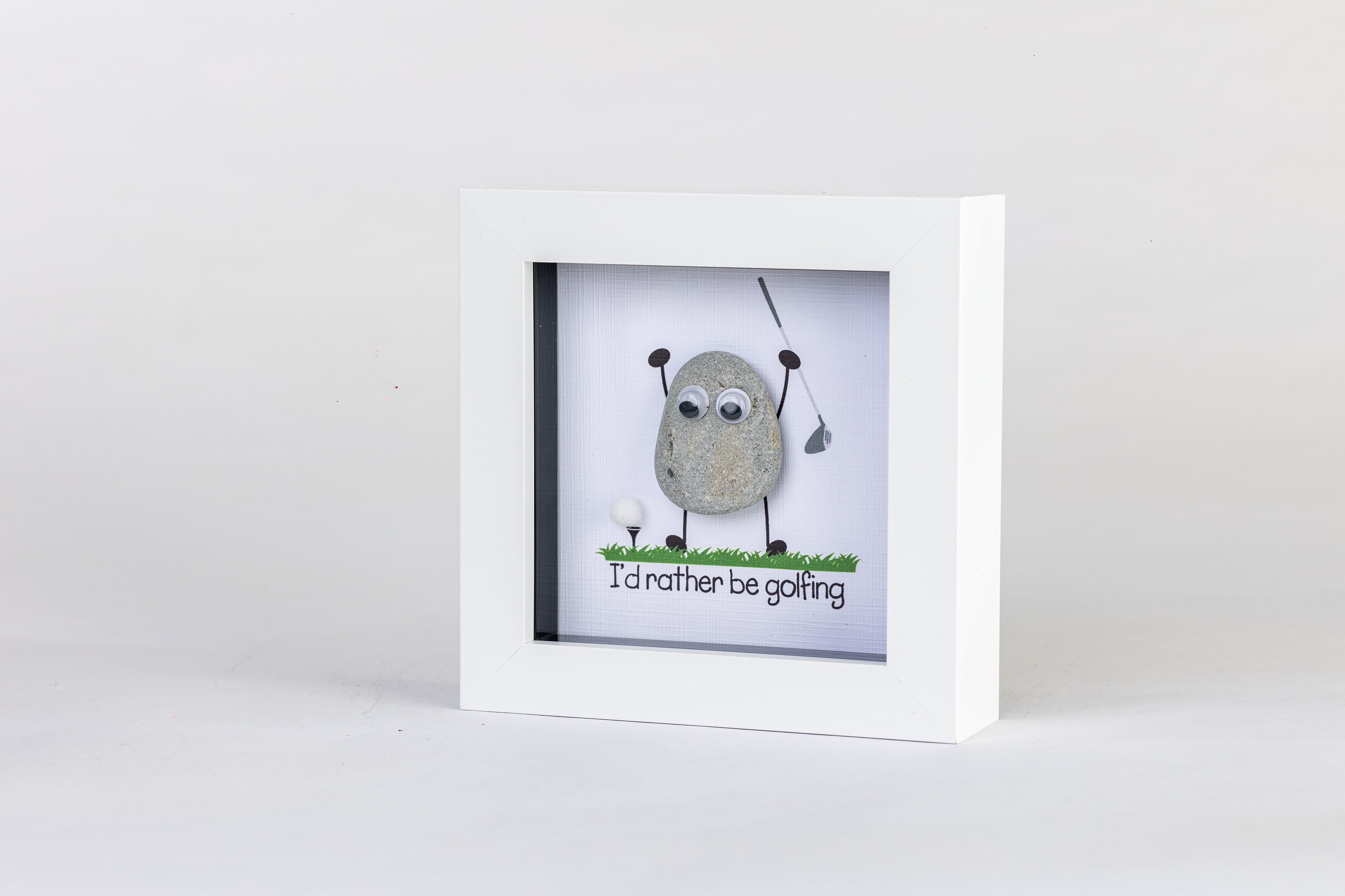 I’d Rather Be Golfing – Pebble Art – 4×4 Box Frame