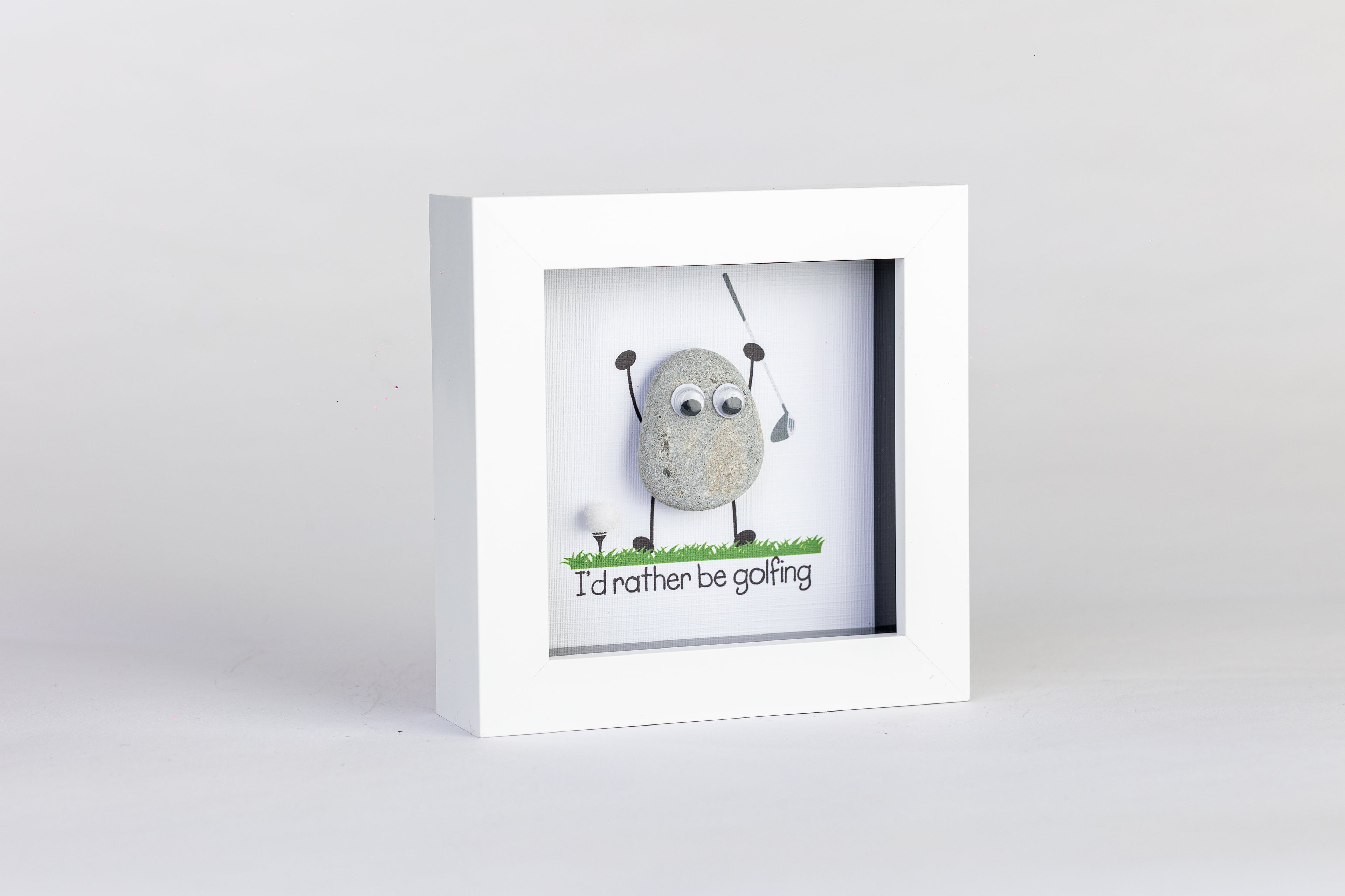 I’d Rather Be Golfing – Pebble Art – 4×4 Box Frame
