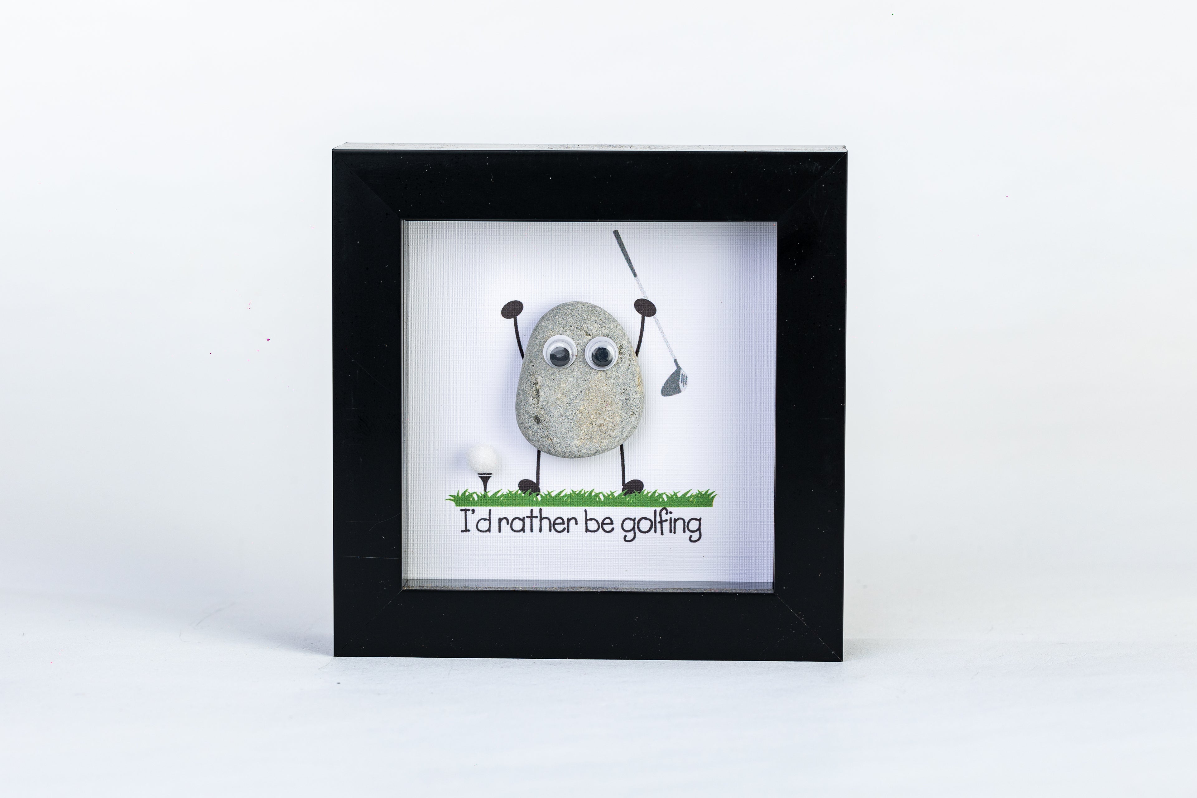 I’d Rather Be Golfing – Pebble Art – 4×4 Box Frame