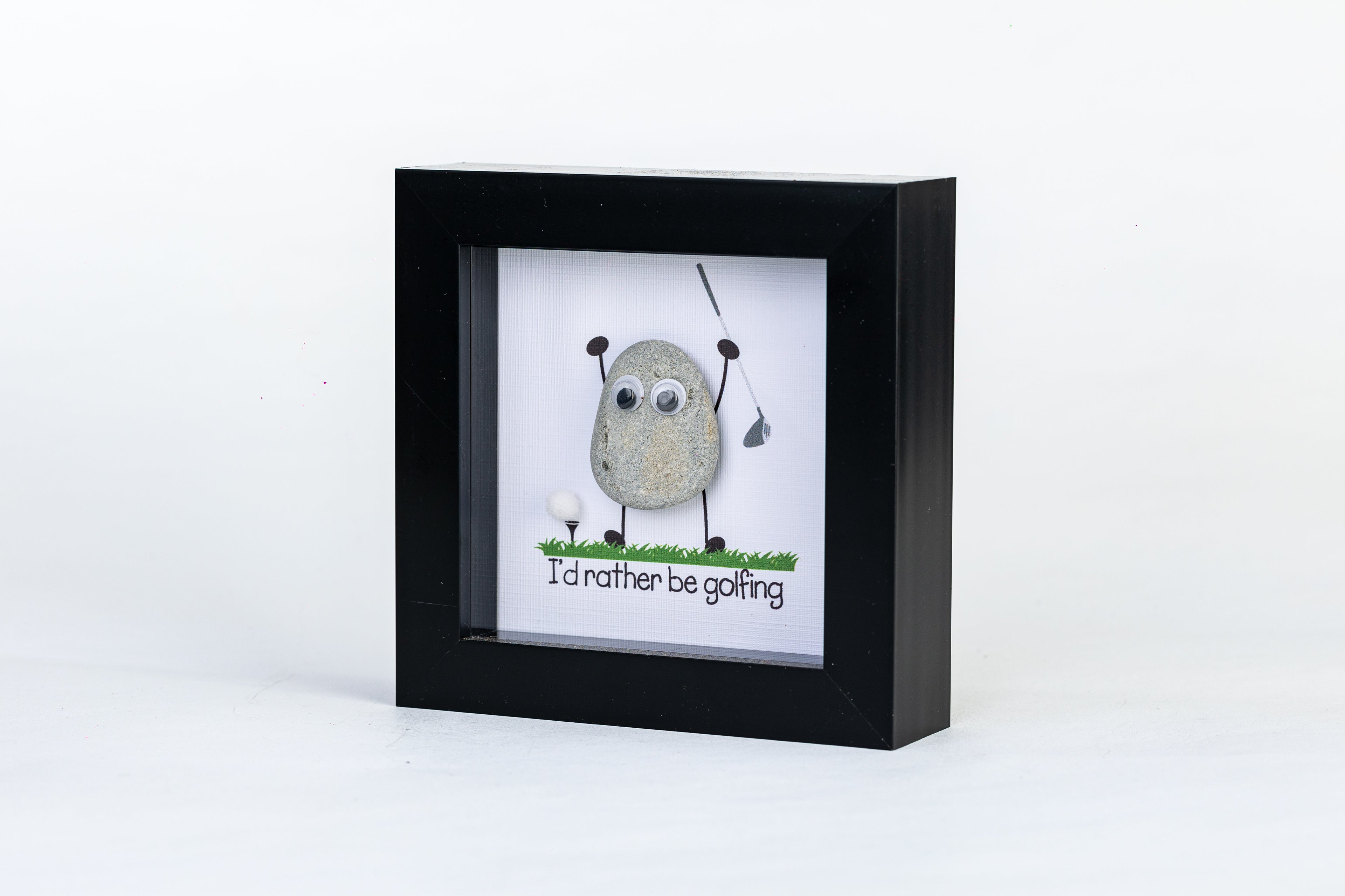I’d Rather Be Golfing – Pebble Art – 4×4 Box Frame