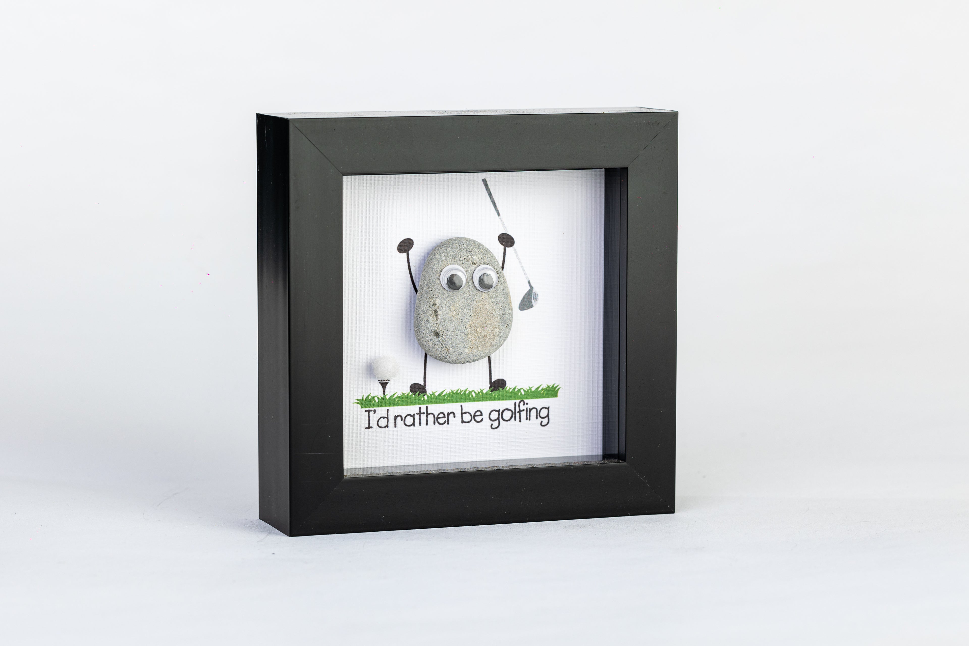 I’d Rather Be Golfing – Pebble Art – 4×4 Box Frame