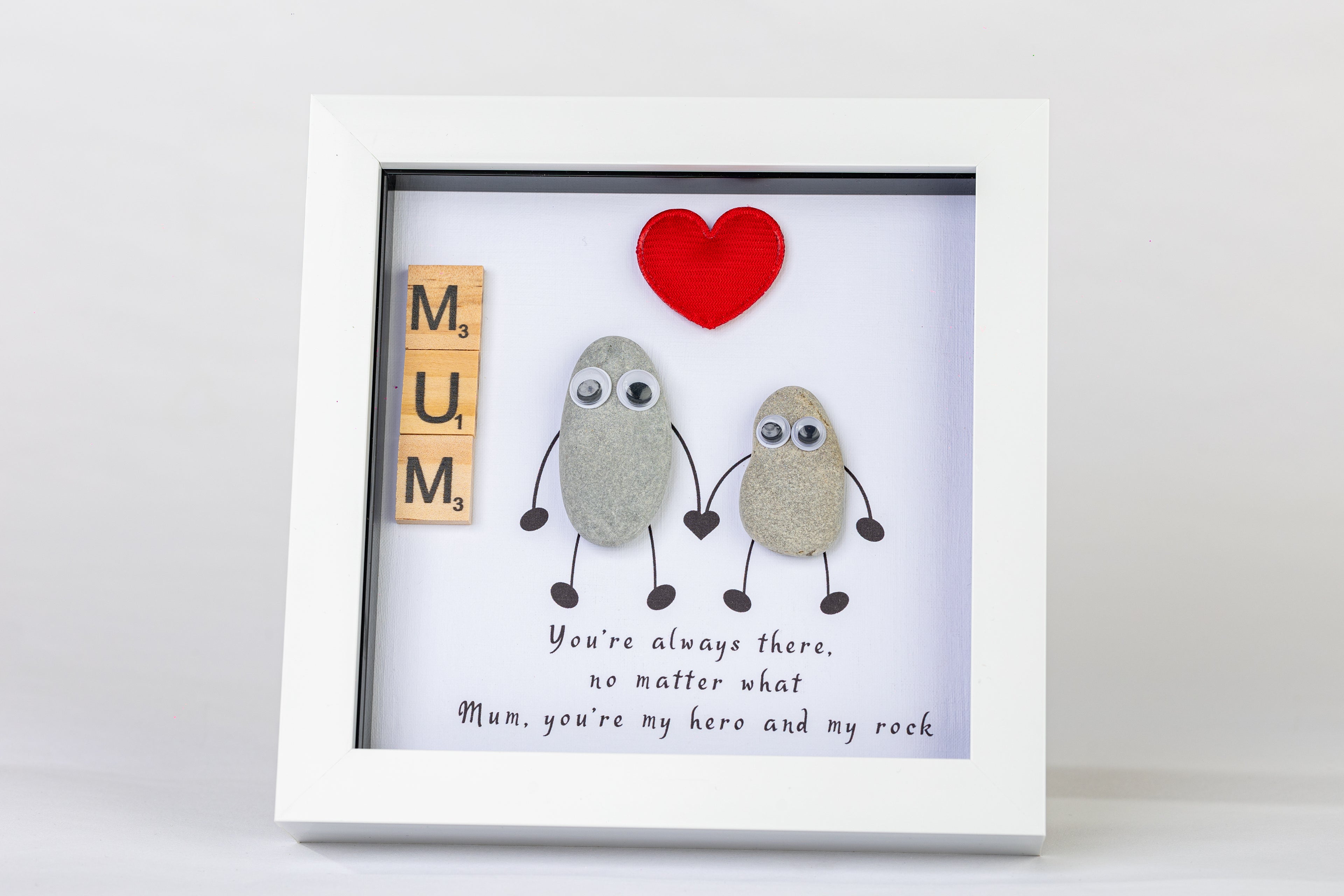 Mum – Pebble Art – 6×6 Box Frame