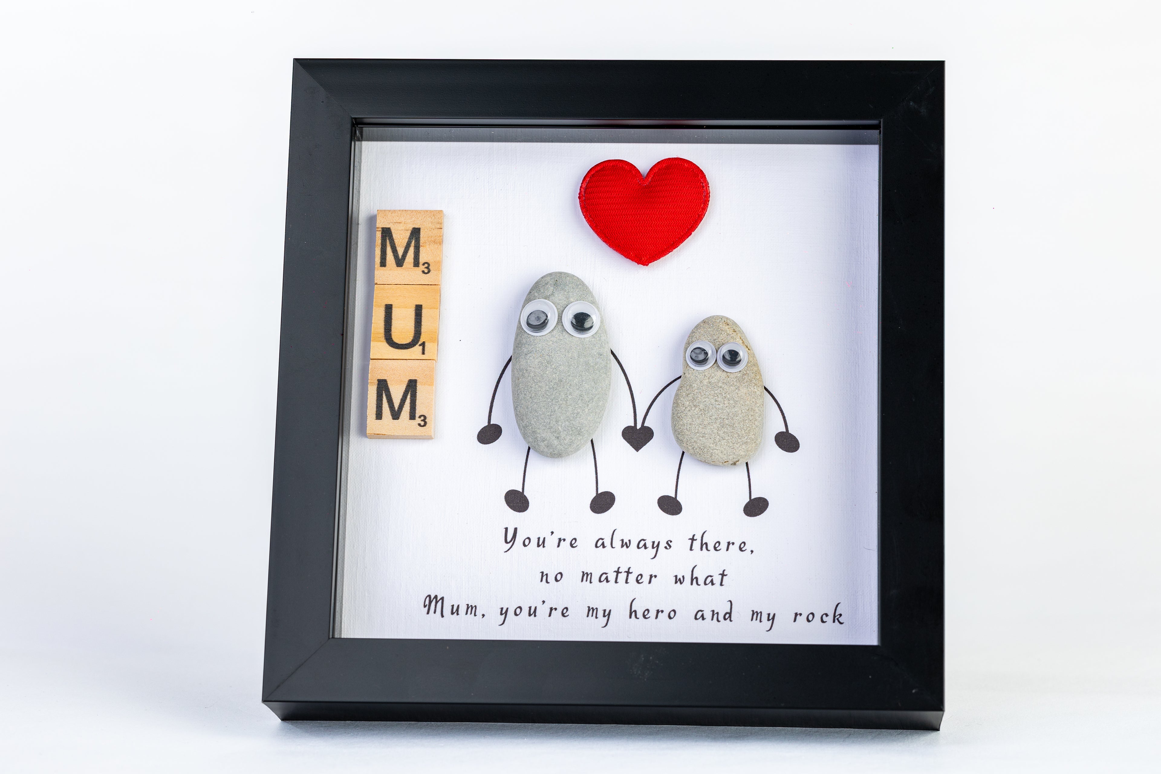 Mum – Pebble Art – 6×6 Box Frame