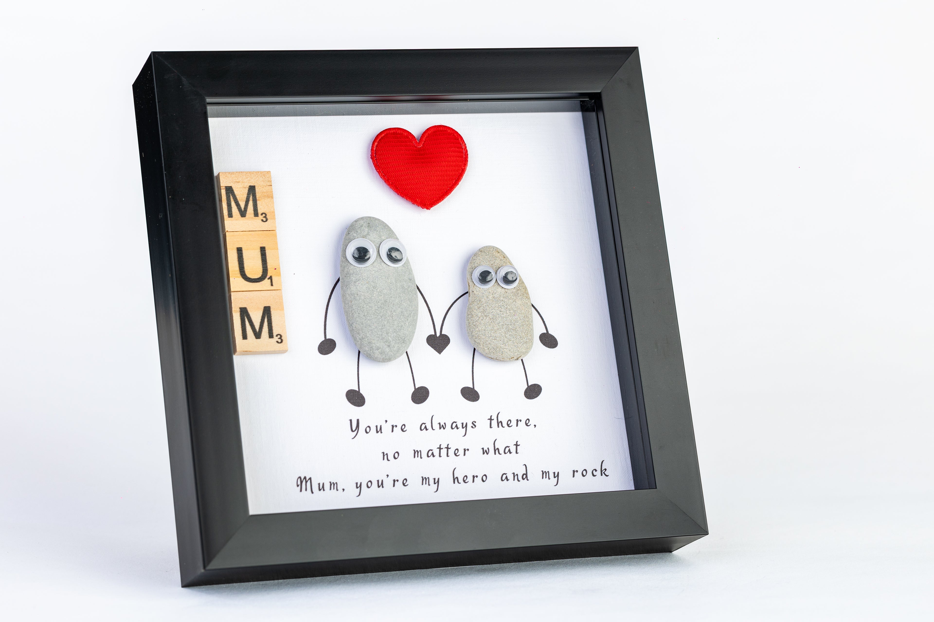 Mum – Pebble Art – 6×6 Box Frame
