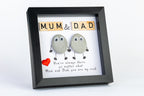 Mum & Dad – Pebble Art – 6×6 Box Frame