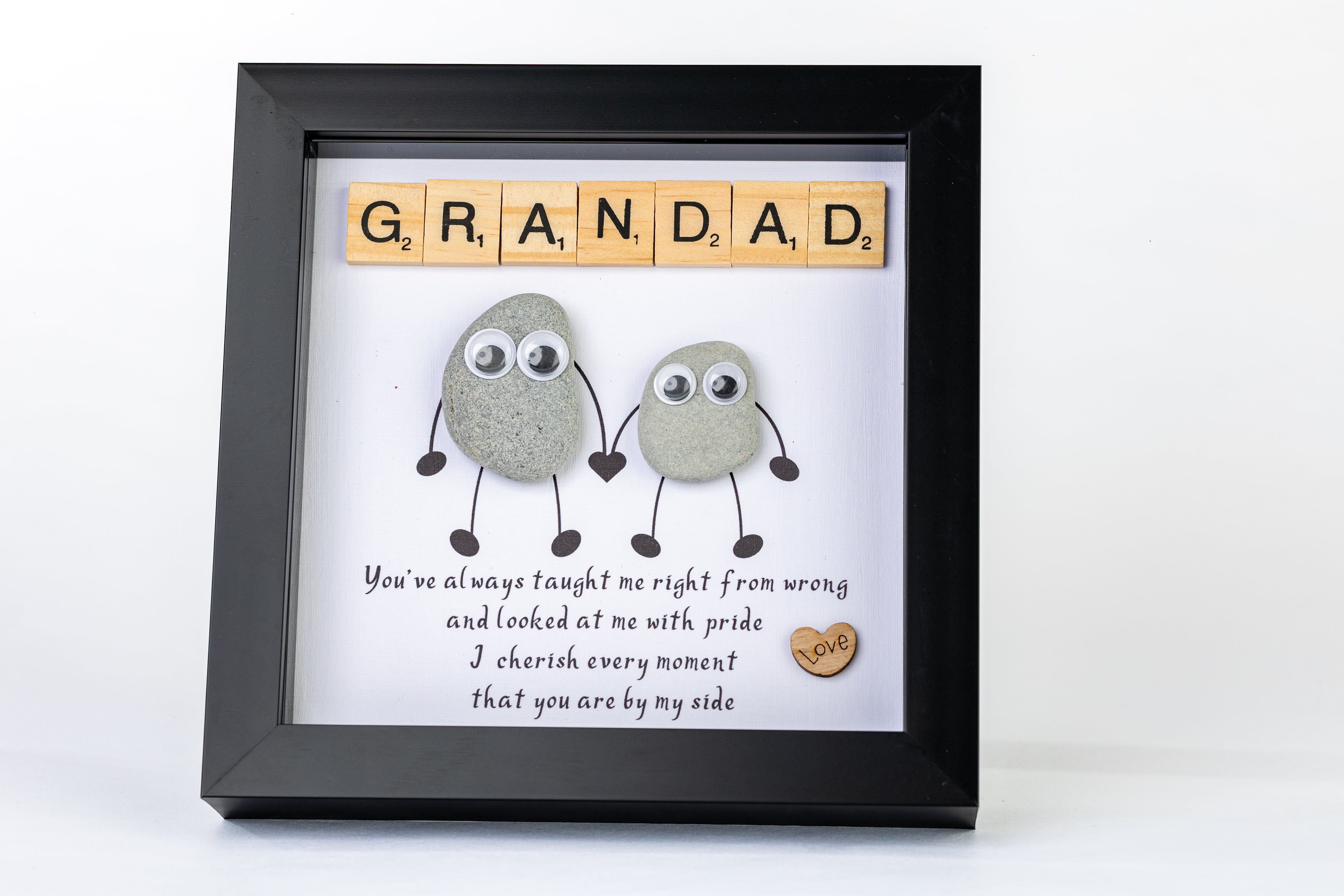 Grandad – Pebble Art – 6×6 Box Frame