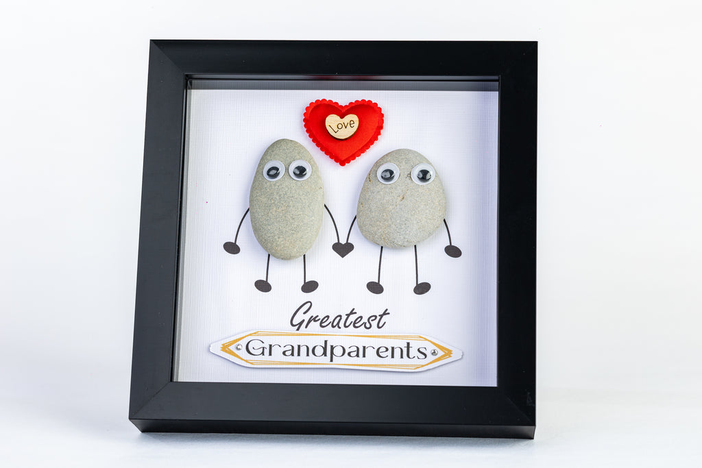 Greatest Grandparents – Pebble Art – 6×6 Box Frame