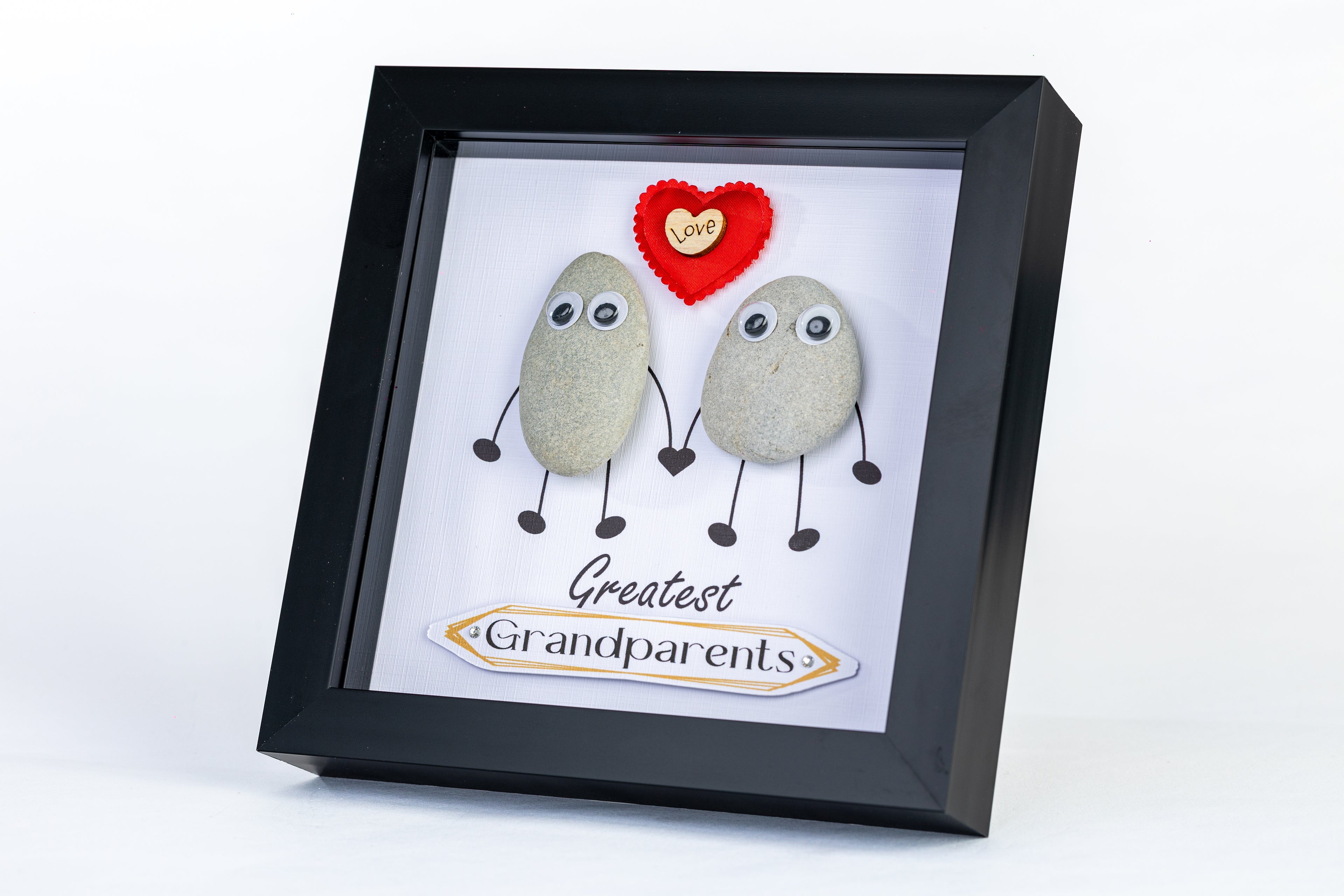 Greatest Grandparents – Pebble Art – 6×6 Box Frame