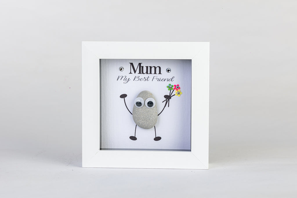 Mum – My Best Friend – Pebble Art – 4×4 Box Frame