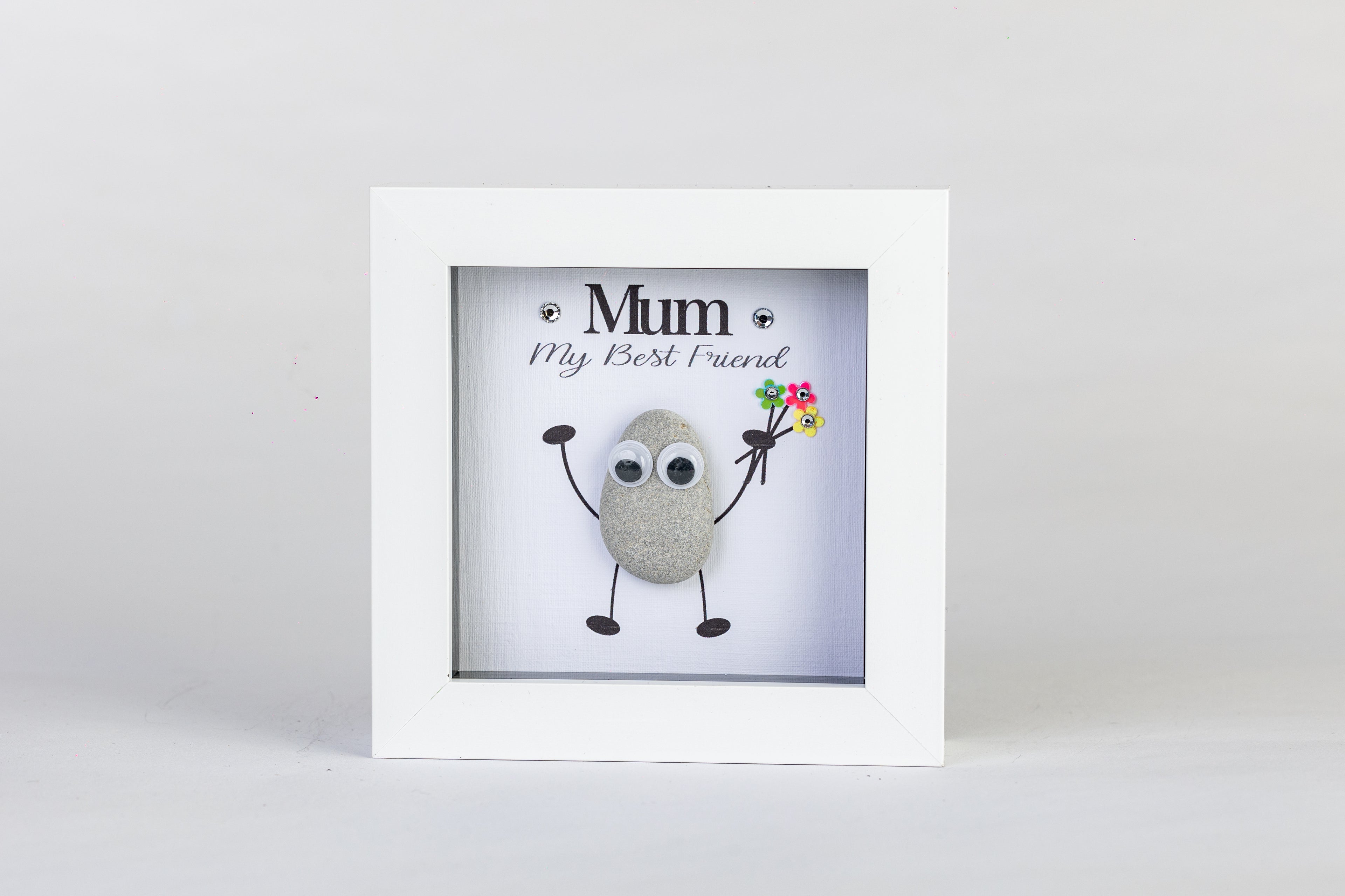 Mum – My Best Friend – Pebble Art – 4×4 Box Frame