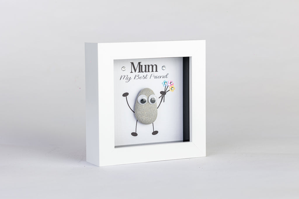 Mum – My Best Friend – Pebble Art – 4×4 Box Frame