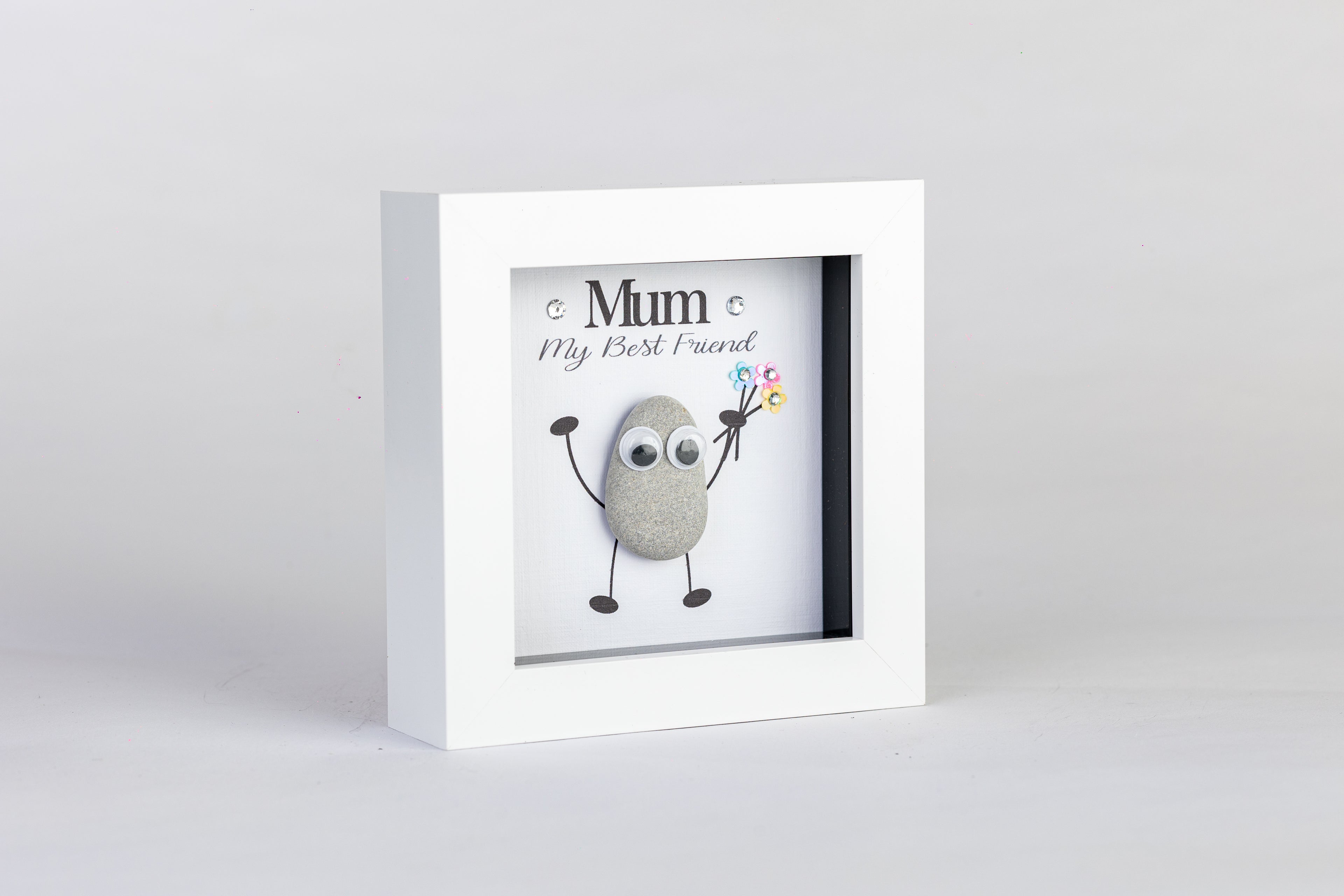 Mum – My Best Friend – Pebble Art – 4×4 Box Frame