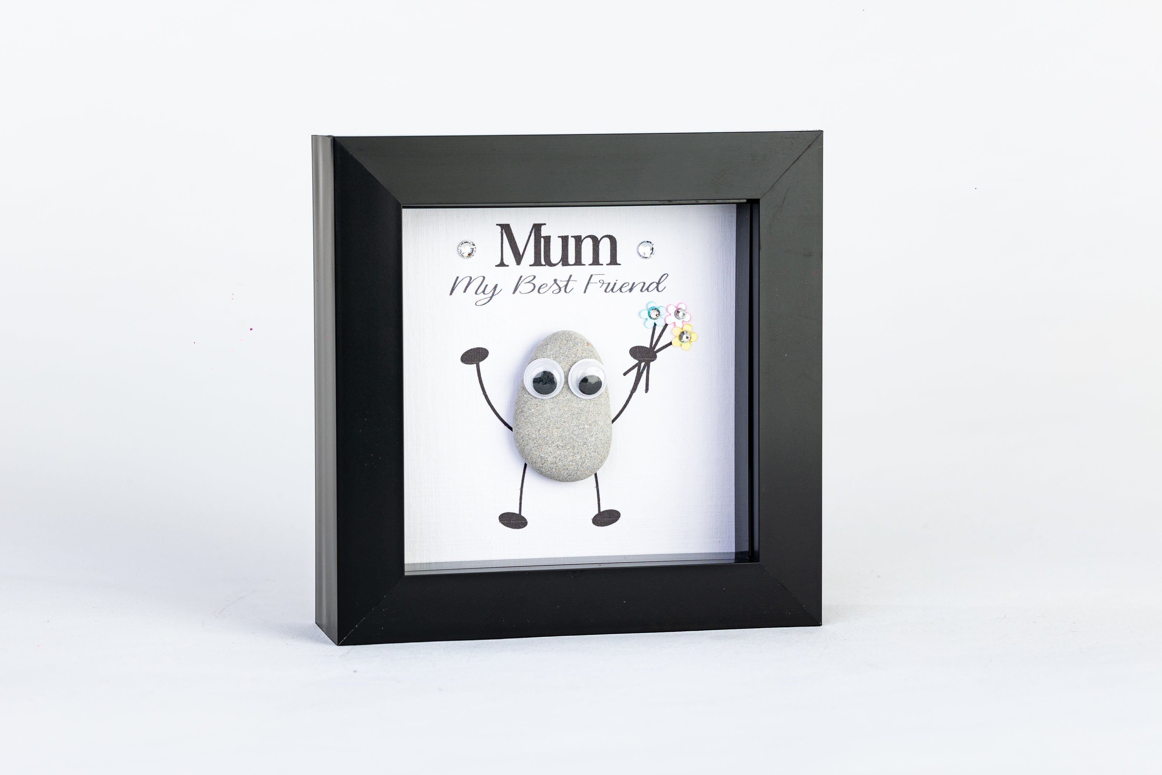 Mum – My Best Friend – Pebble Art – 4×4 Box Frame