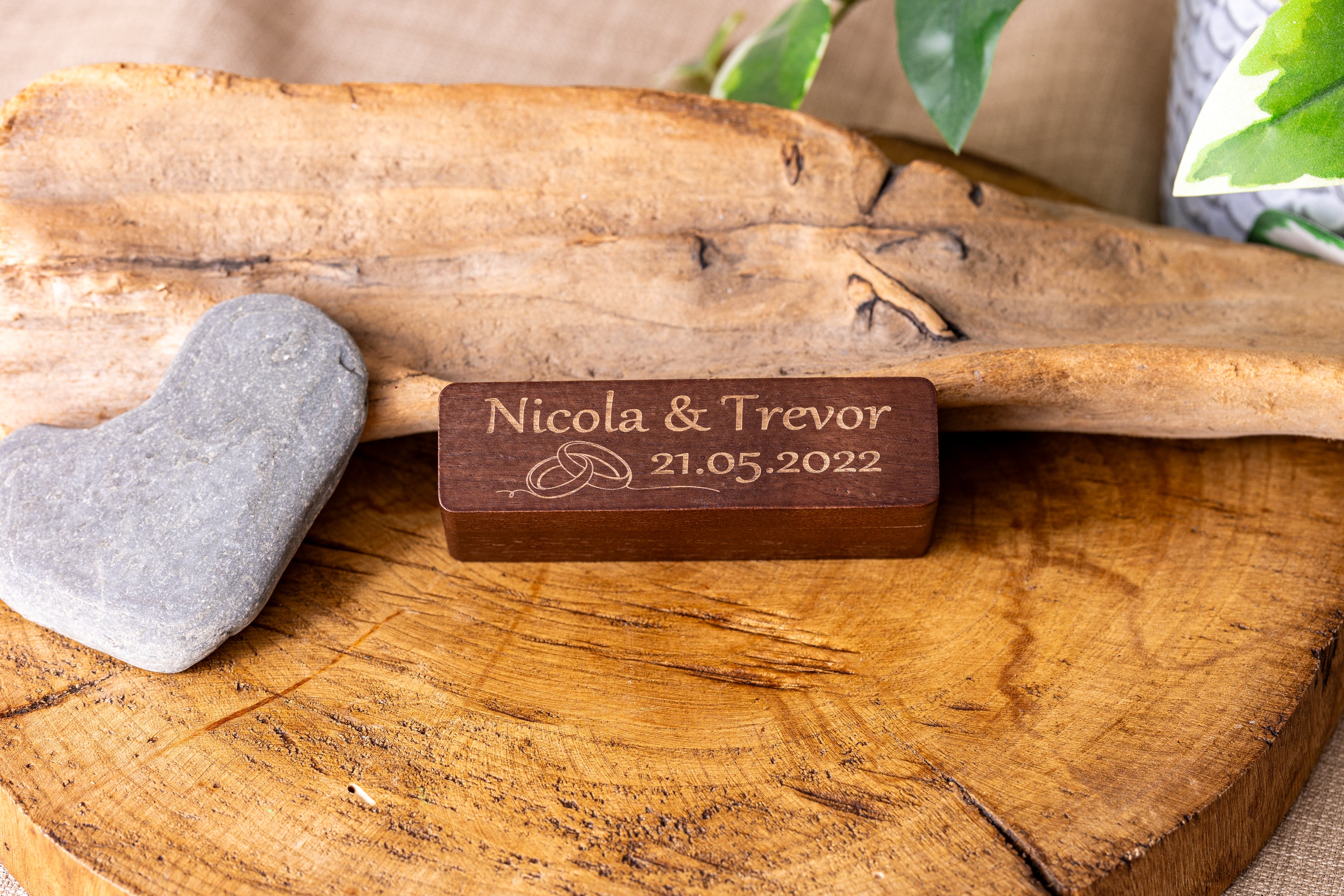 Personalised Wooden Double Ring Box