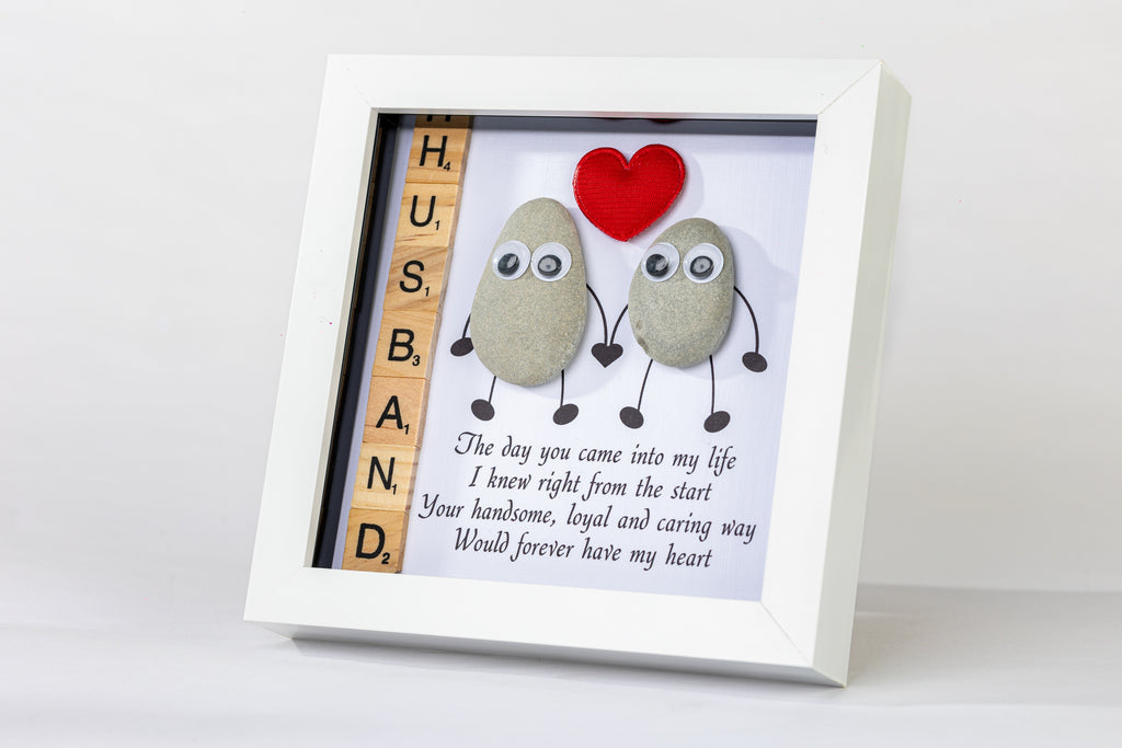 Husband – You Forever Have My Heart – Pebble Art – 6×6 Box Frame