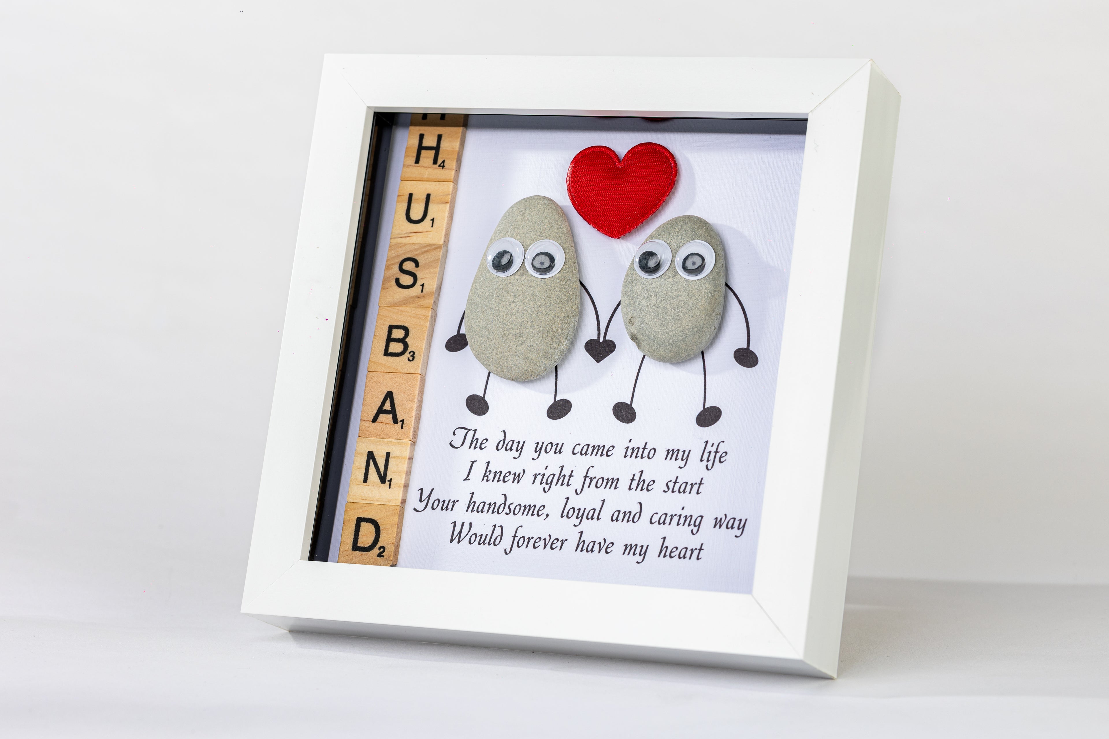 Husband – You Forever Have My Heart – Pebble Art – 6×6 Box Frame