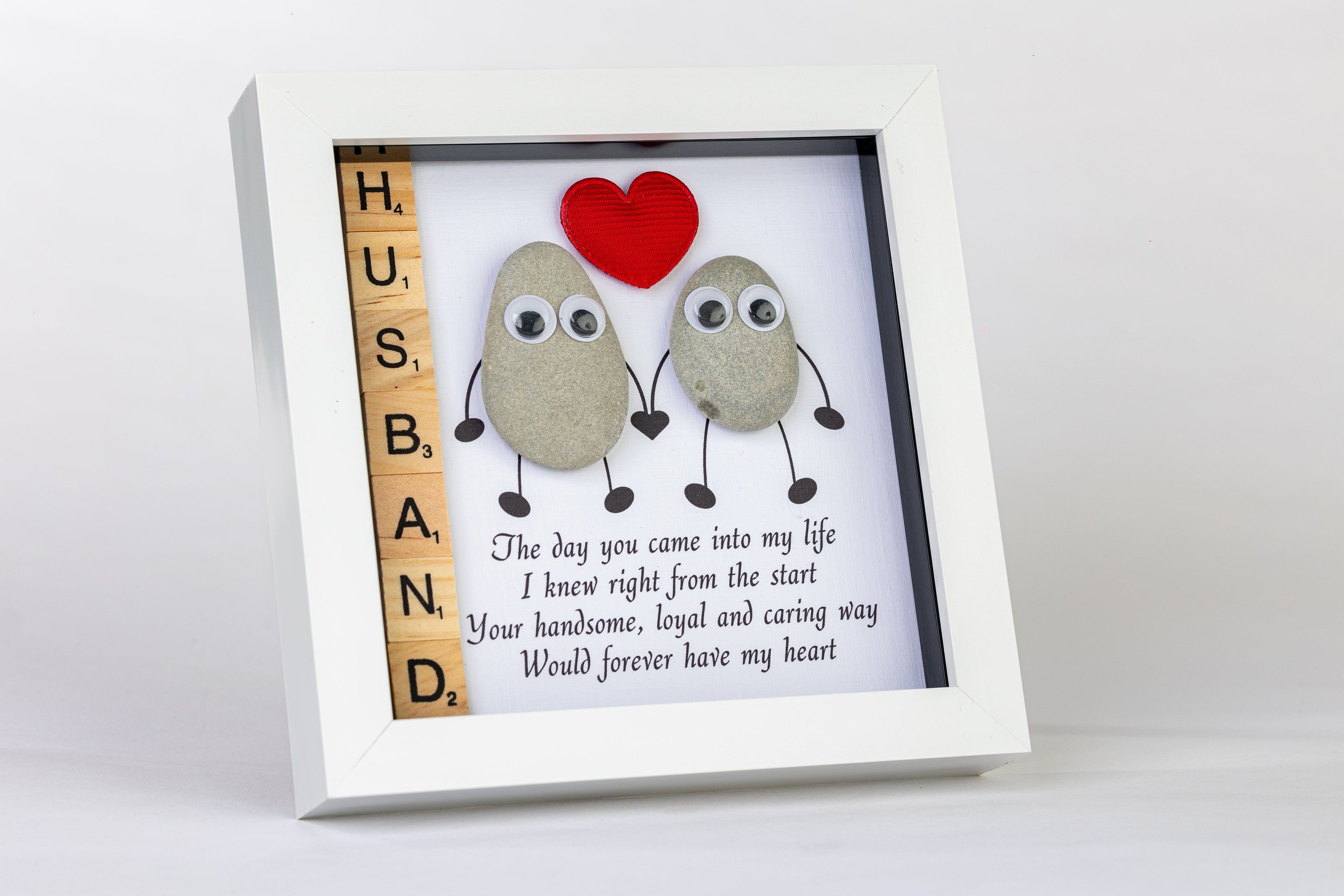 Husband – You Forever Have My Heart – Pebble Art – 6×6 Box Frame