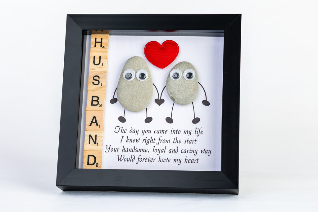 Husband – You Forever Have My Heart – Pebble Art – 6×6 Box Frame