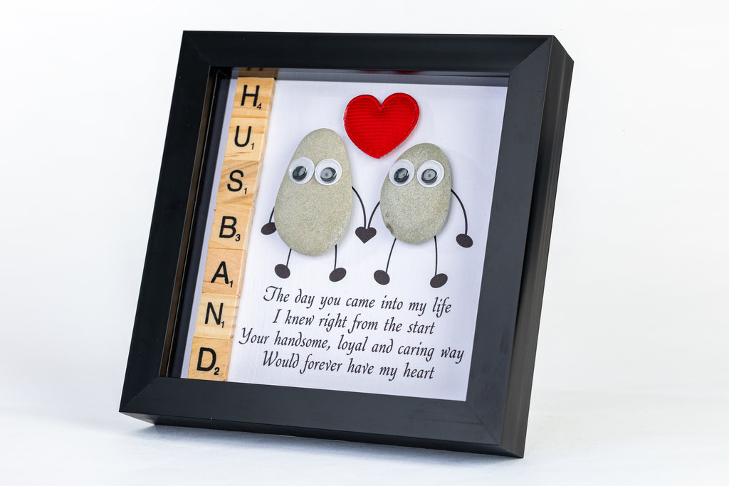 Husband – You Forever Have My Heart – Pebble Art – 6×6 Box Frame