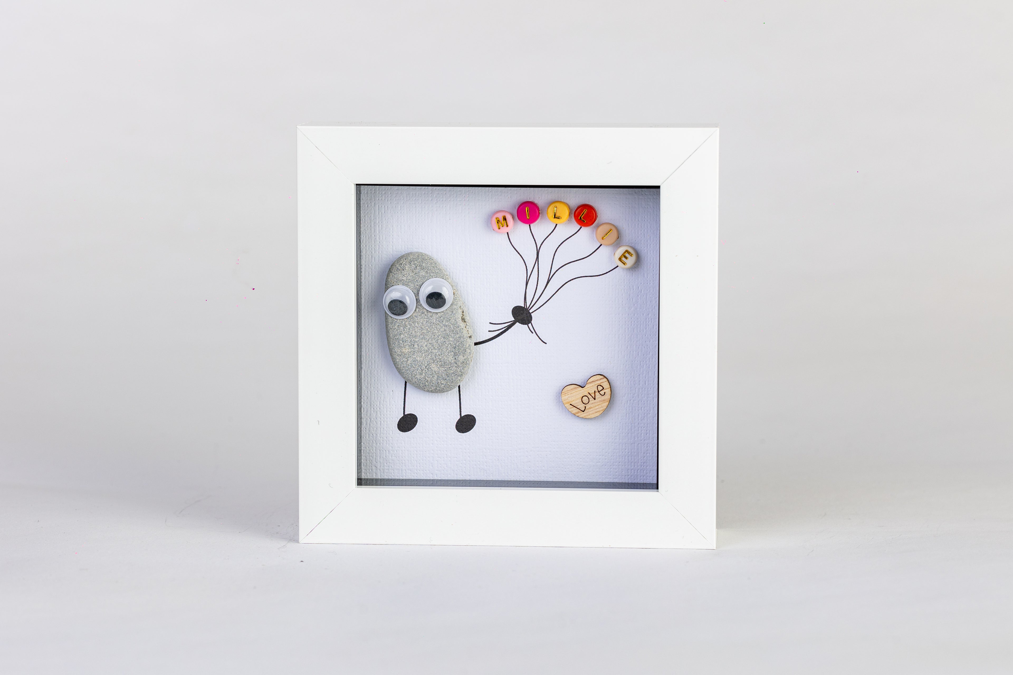 Balloon – Pebble Art – 4×4 Box Frame
